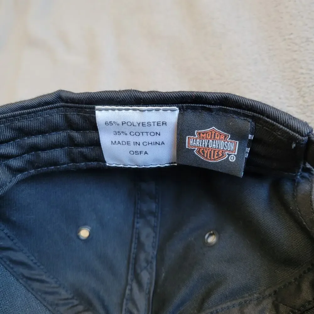 HARLEY DAVIDSON Hat Cap Black Sturgis SD Script Logo Adjustable Breathable Buckl